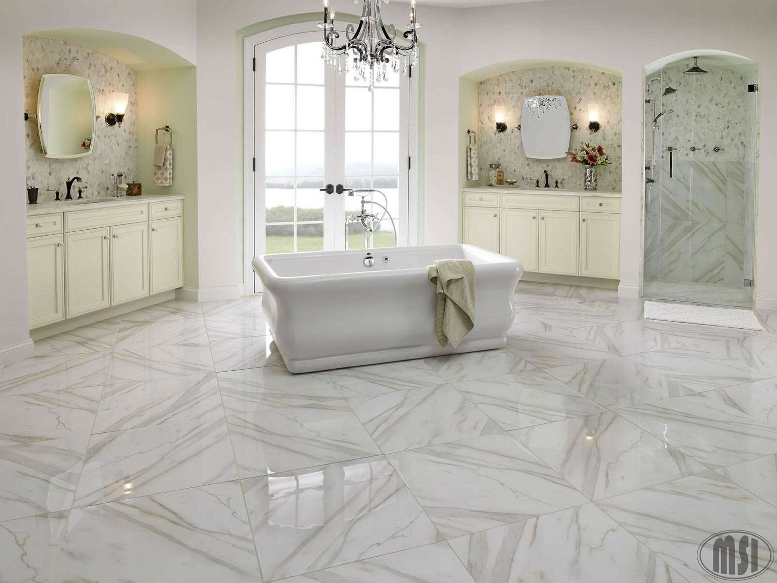 High gloss porcelain floor tiles